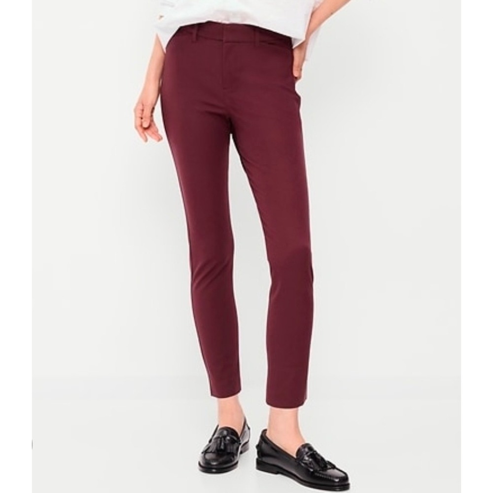 Old Navy Womens Burgundy High-Rise Pixie Skinny Ankle Pants Plus Size 26 New